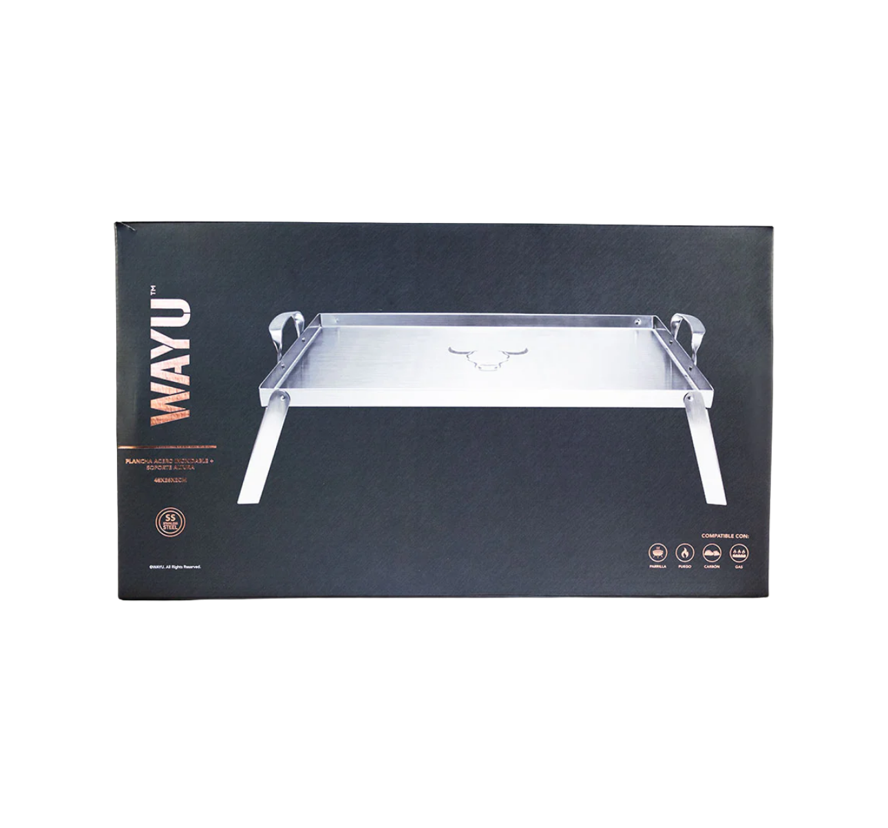 PLANCHA ACERO INOX + SOPORTE ALTURA 48X28X2 WAYU - Imagen 4