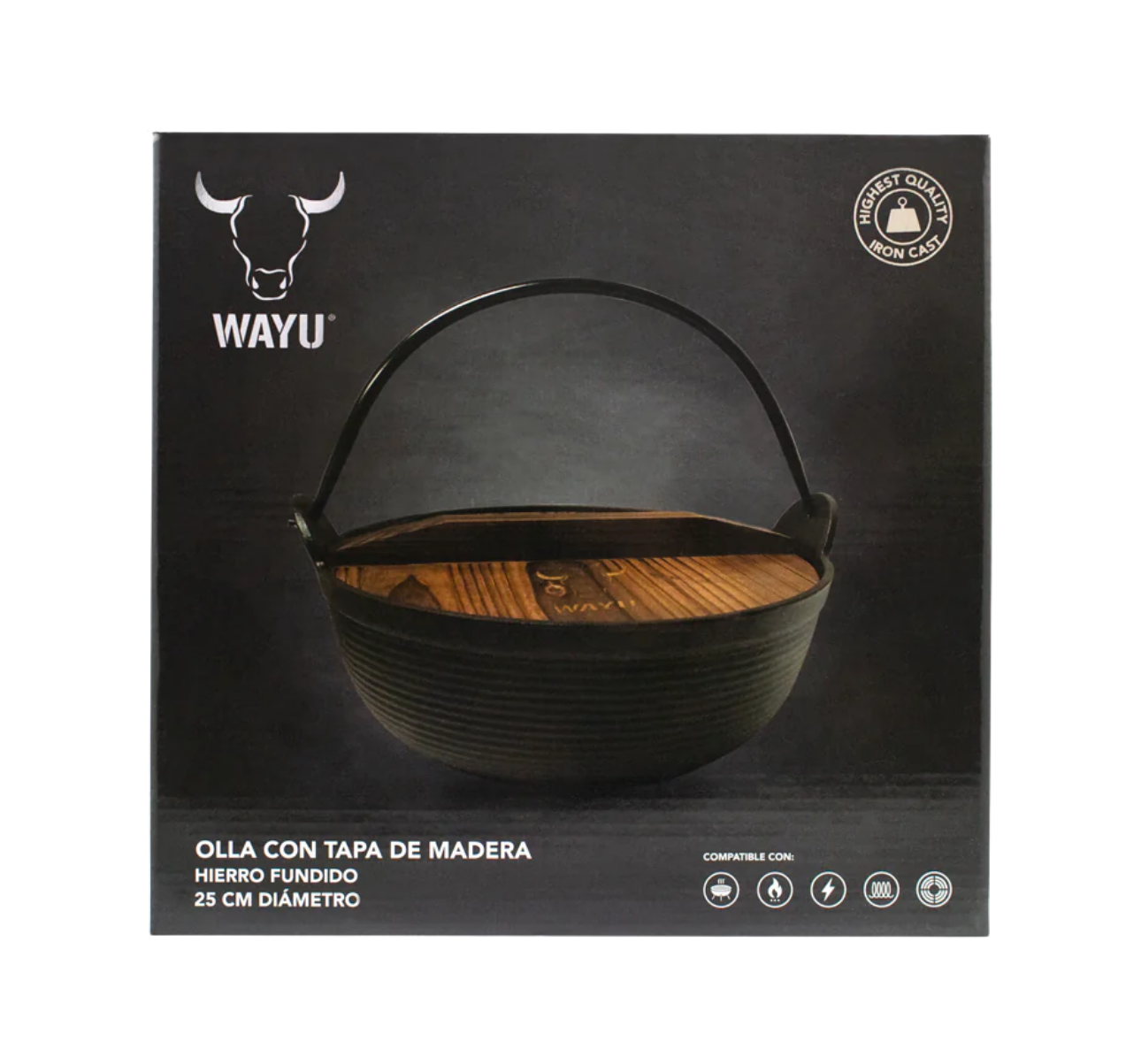 OLLA CON TAPA DE MADERA WAYU IRON CAST - Imagen 3