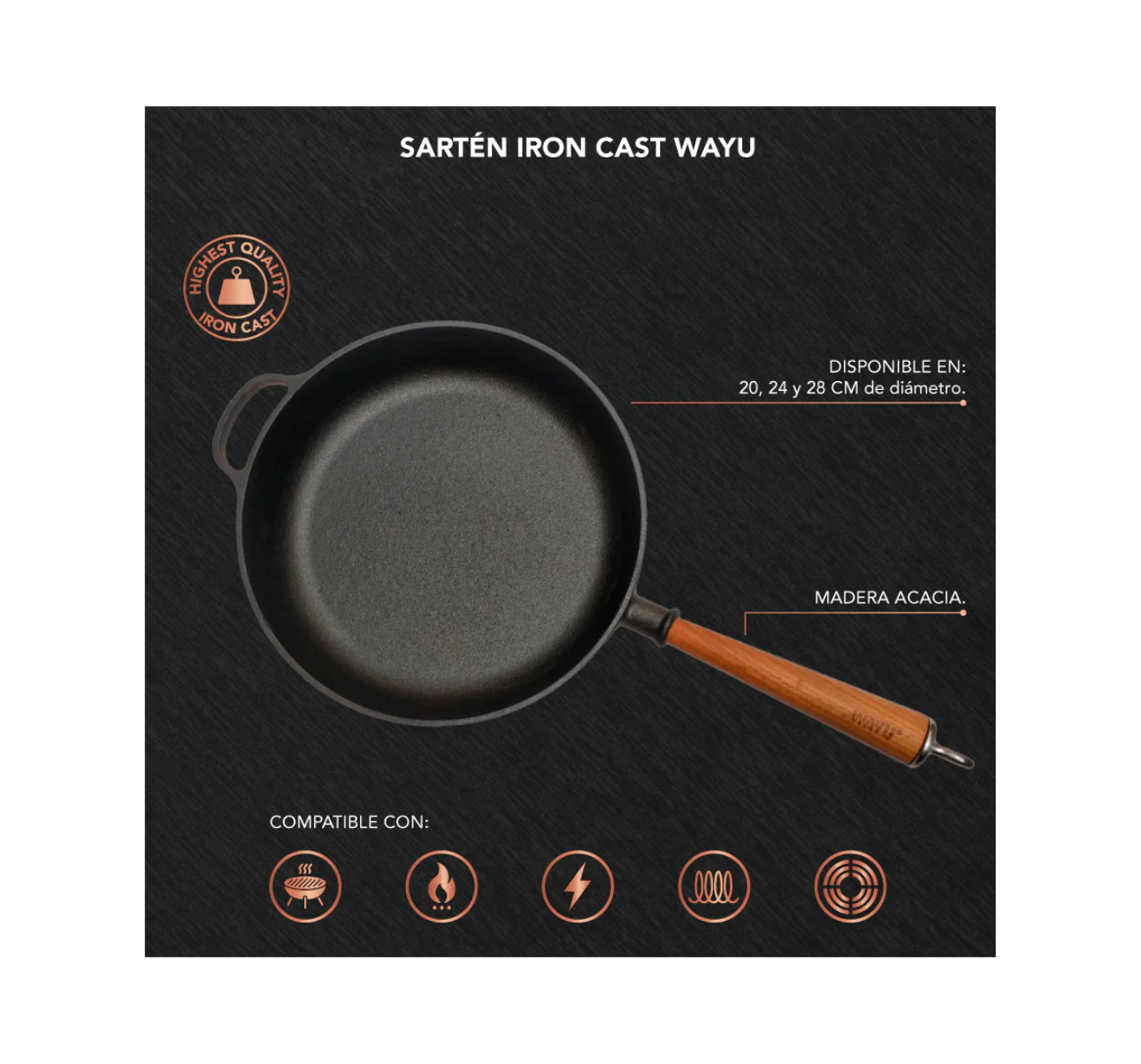 SARTÉN IRON CAST WAYU 24 CM - Imagen 2