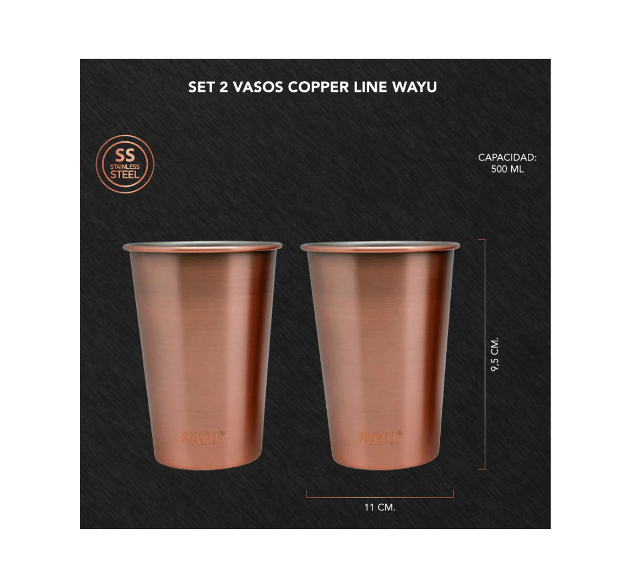 SET 2 VASOS 500ML COPPER LINE WAYU - Imagen 3
