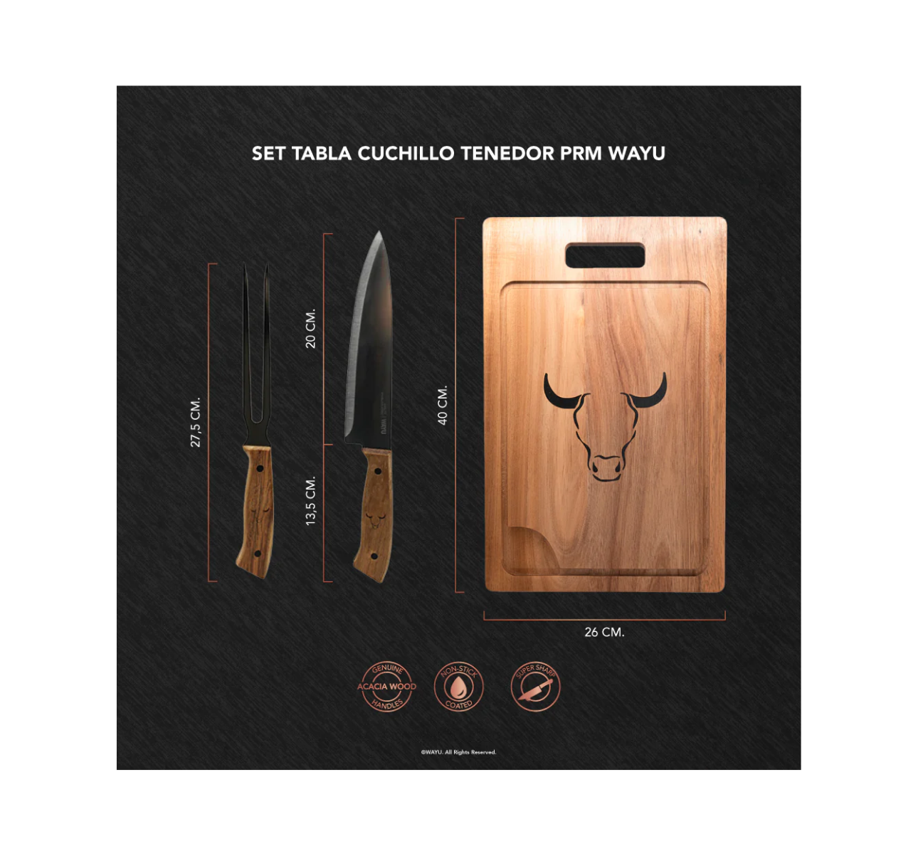 SET TABLA CUCHILLO TENEDOR PRM WAYU - Imagen 2