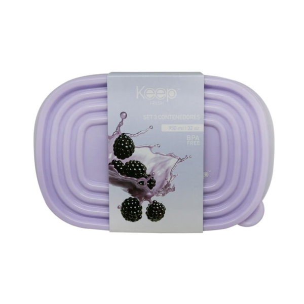 HERMETICOS APILABLES PP 3 PCS 950 ML KEEP