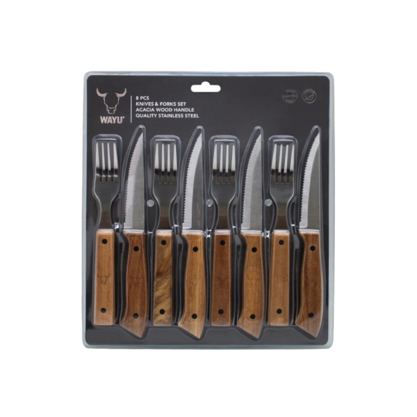 SET CUCHILLOS Y TENEDORES PRM 8 PCS WAYU