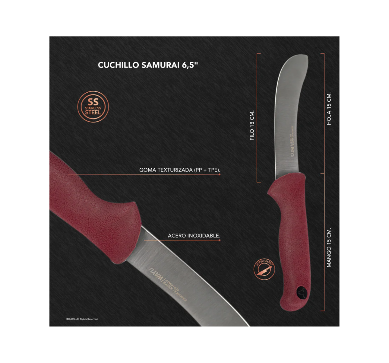 CUCHILLO SAMURAI 6,5" WAYU - Imagen 3