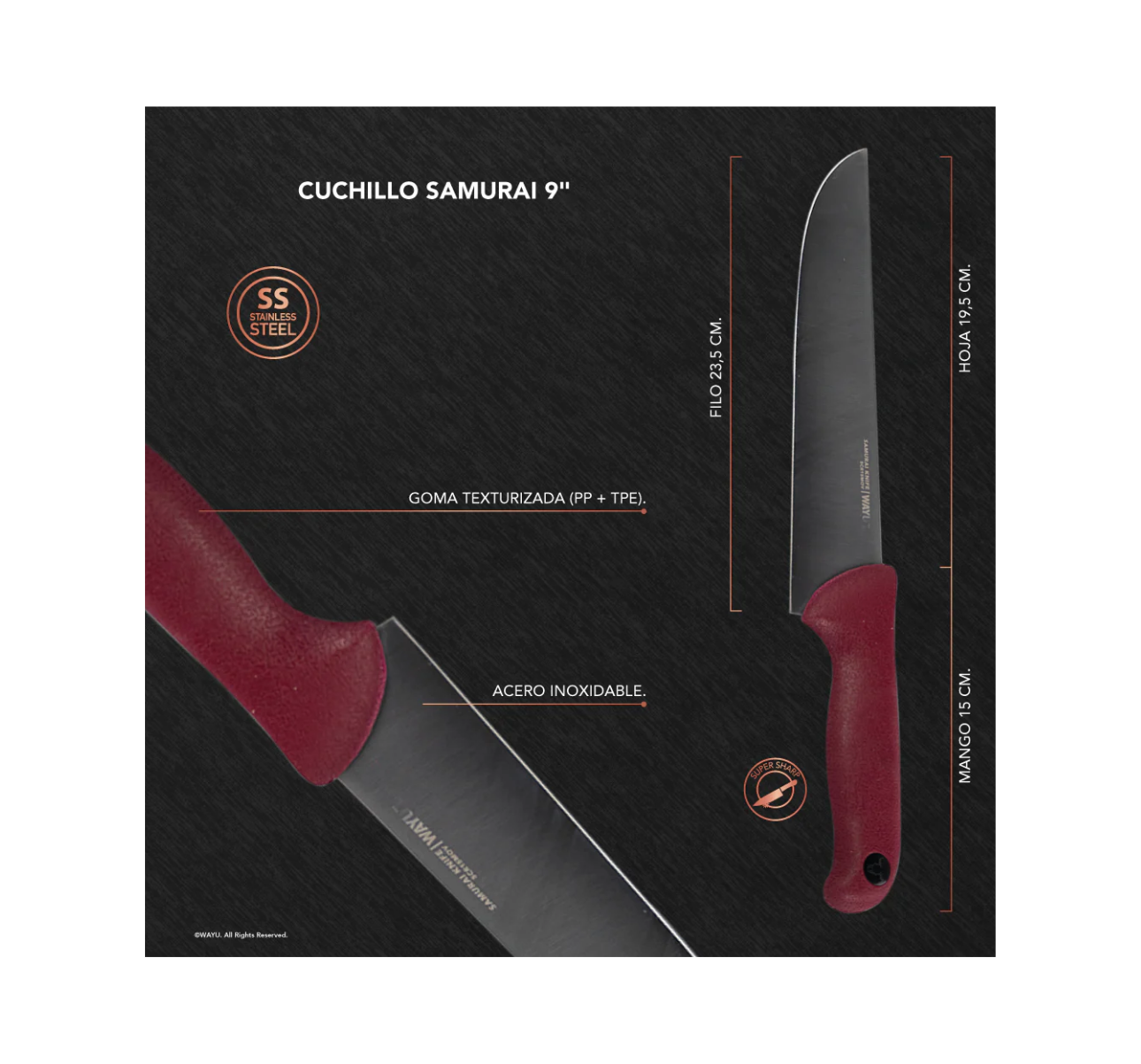CUCHILLO SAMURAI 9" WAYU - Imagen 3