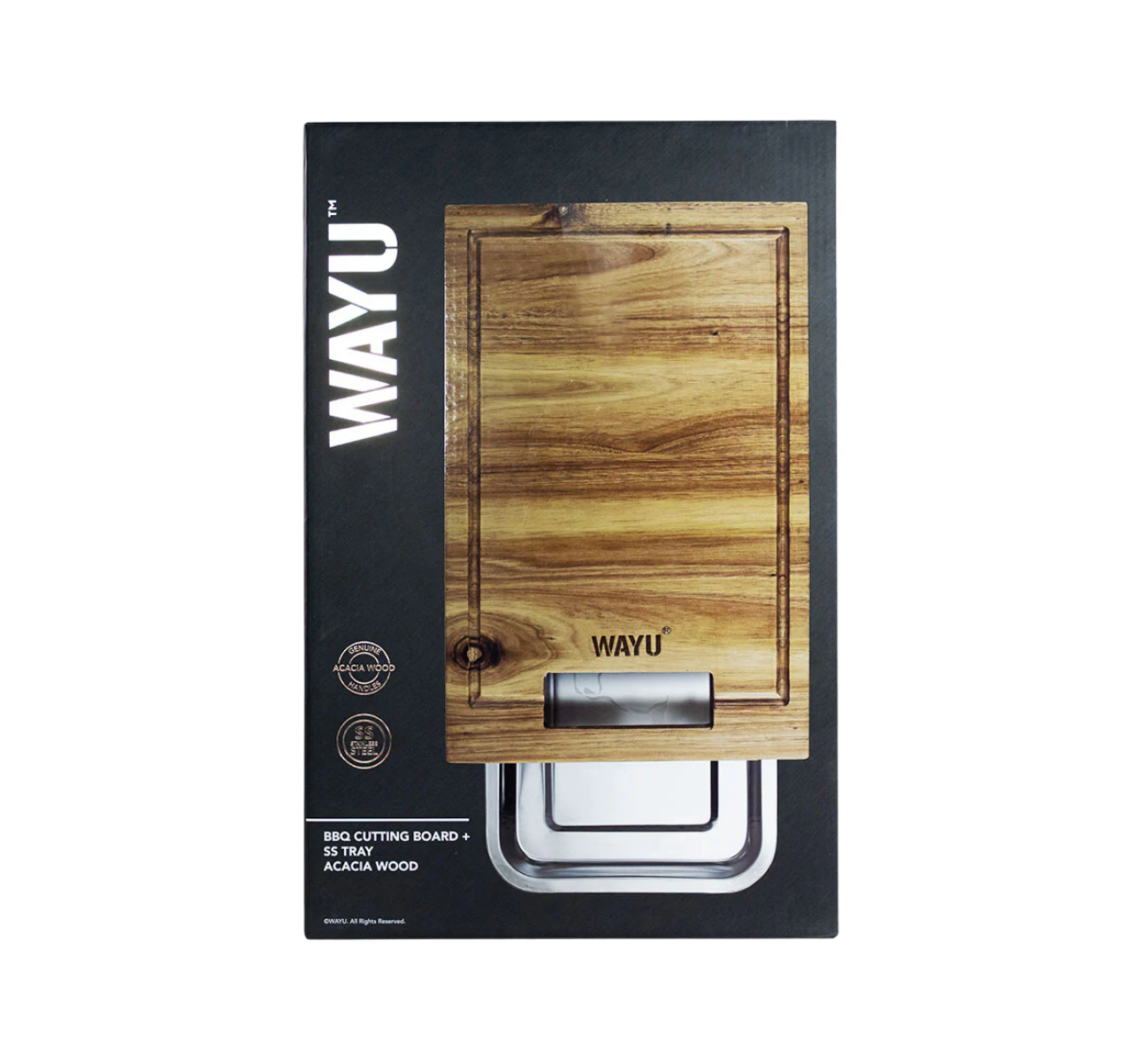 TABLA MADERA BANDEJA DE ACERO WAYU - Imagen 2