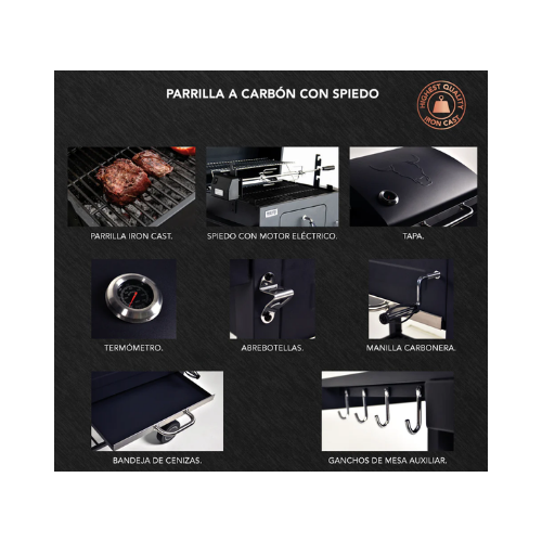 PARRILA A CARBON CON SPIEDO WAYU - Imagen 14